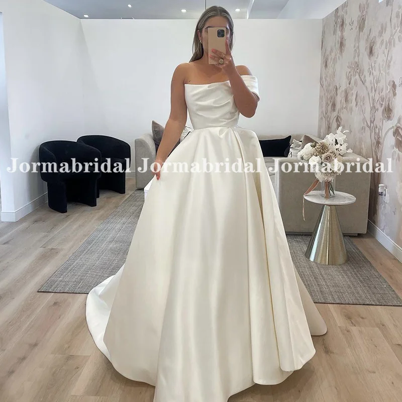 Женское свадебное платье Jormabridal, современное платье цвета слоновой кости с открытым плечом, трапециевидной формы, со складками, лето 2019
Женское свадебное платье Jormabridal, современное платье цвета слоновой кости с открытым плечом, трапециевидной формы, со складками, лето 2019