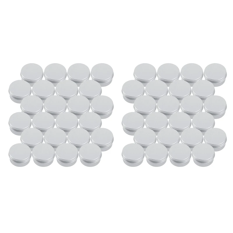 

Маленький серебристый алюминиевый круглый бальзам для губ объемом 30 мл, контейнеры с закручивающейся крышкой для бальзама для губ, свечей или чая (упаковка из 48 штук)