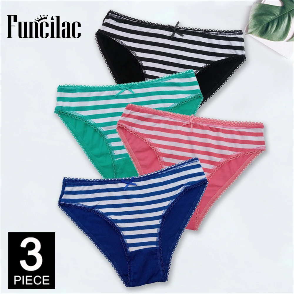 Sexy Panties for Women Cotton Soft Female Underwear Lace Briefs set Ladies Striped Bikini Intimates Lingerie 3Pcs/lot
Sexy Panties for Women Cotton Soft Female Underwear Lace Briefs set Ladies Striped Bikini Intimates Lingerie 3Pcs/lot