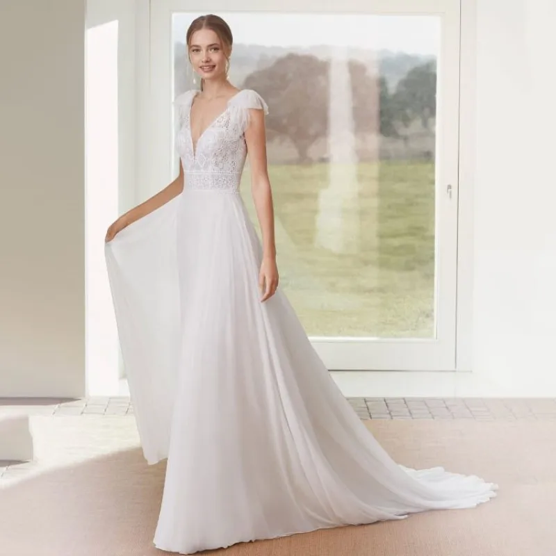 Long Boho Wedding Dresses Chiffon Sleeveless Straps Bridal Gown V-Neck Bohemian Spanish Bride Dress vestidos de novia Open Back
Long Boho Wedding Dresses Chiffon Sleeveless Straps Bridal Gown V-Neck Bohemian Spanish Bride Dress vestidos de novia Open Back