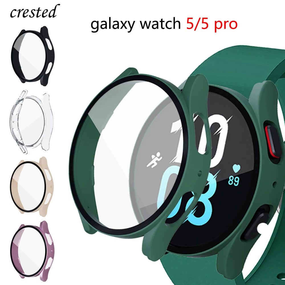 

Стекло и чехол для Samsung Galaxy Watch 5 4 40 мм 44 мм, аксессуар, бампер из поликарбоната, всесторонняя защита экрана для Galaxy watch 5 pro 45 мм