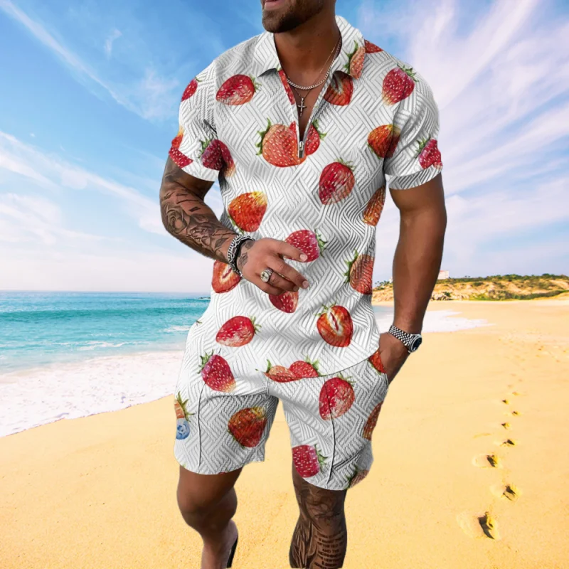 New Summer Men Polo Shirt Men Clothing Polo Shirts For Men Men Set Streetwear 3d Strawberry Short Sleeve Polo Shirt Shorts Suit
New Summer Men Polo Shirt Men Clothing Polo Shirts For Men Men Set Streetwear 3d Strawberry Short Sleeve Polo Shirt Shorts Suit