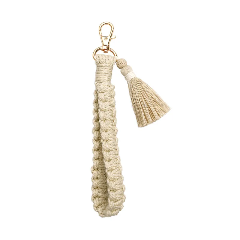 Macrame Wristlet Keychain - Braided Cotton Cord Lanyard 9 Se29343c04a3e4ab1b02815bcf3278b7b4