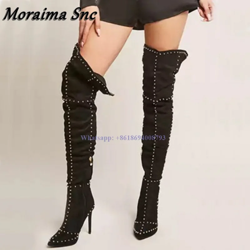 New Black Boots Rivet Pointed Toe Side Zipper Stilettos High Heel Boots Over The Knee Women Boots Solid Shoes Zapatos Mujer
New Black Boots Rivet Pointed Toe Side Zipper Stilettos High Heel Boots Over The Knee Women Boots Solid Shoes Zapatos Mujer
