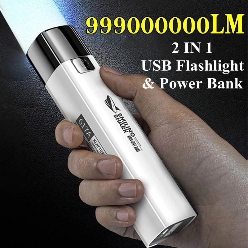 New 2 IN 1 9990000LM Ultra Bright Tactical LED Flashlight Mini Torch Power Bank Outdoor Lighting 3 Modes With USB Charging Cable
New 2 IN 1 9990000LM Ultra Bright Tactical LED Flashlight Mini Torch Power Bank Outdoor Lighting 3 Modes With USB Charging Cable