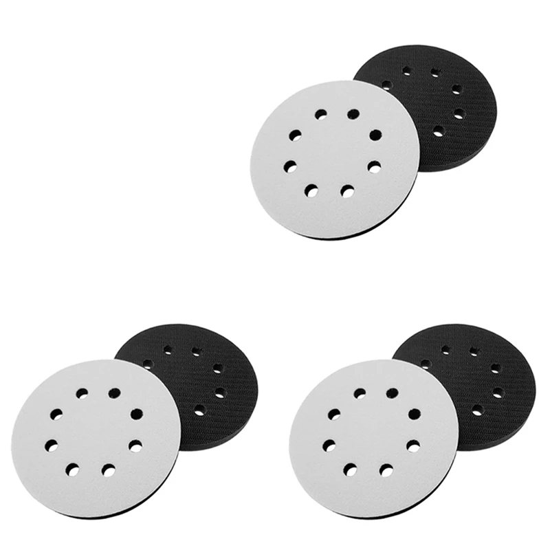 

6PCS 5 Inch(125Mm) 8-Hole Soft Sponge Interface Pad For Sanding Pads And Hook And Loop Sanding Discs For Uneven Surface