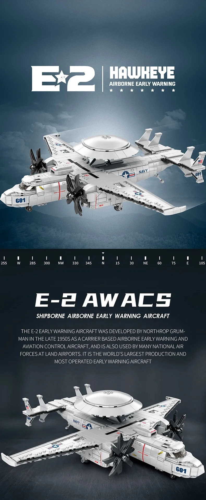 1144PCS E2 Early Warning Aircraft Building Blocks Military Air Force Fighter Plane Model Bricks Desktop Ornaments Kids Toys Gift 1144PCS E2 Early Warning Aircraft Building Blocks Military Air Force Fighter Plane Model Bricks Desktop Ornaments Kids Toys Gift