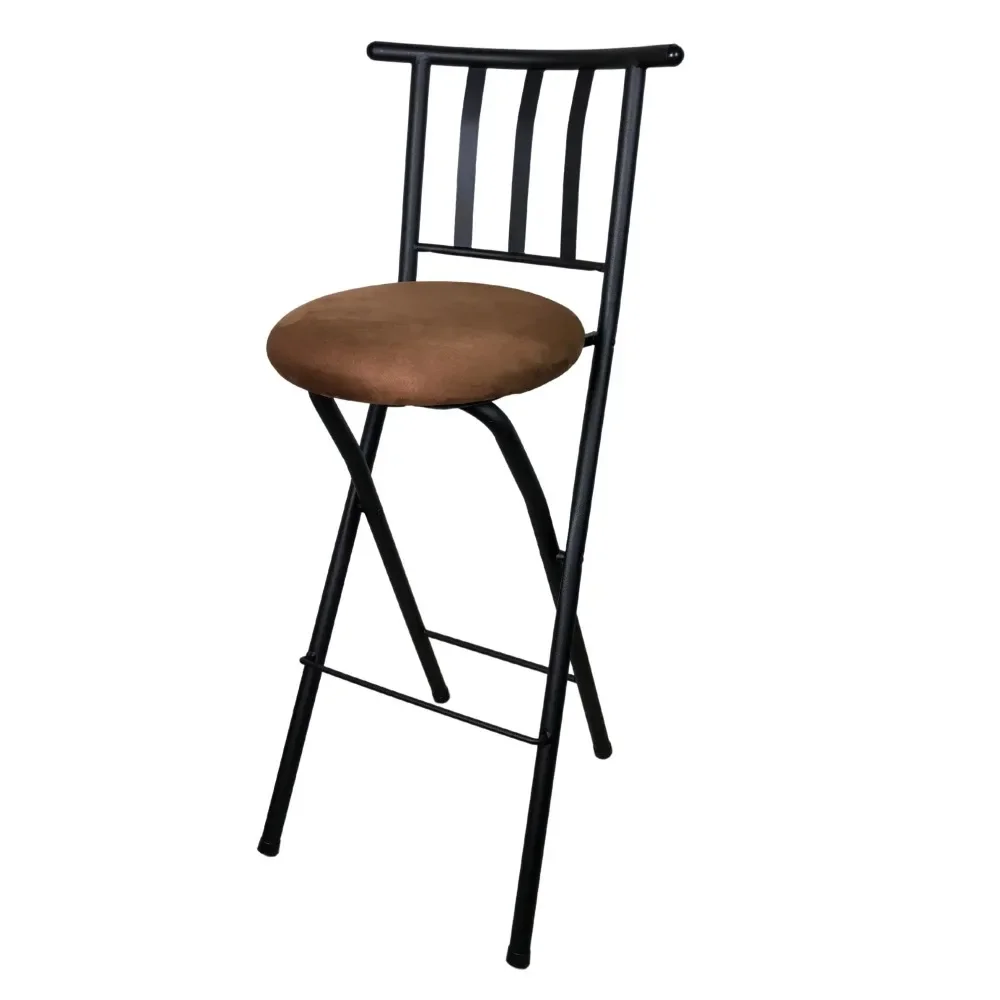 

Indoor Metal Folding Stool With Slat Back and Microfiber Seat Chaise De Bar Stools for Kitchen Chair Tabourets Furniture