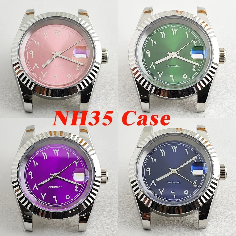 

NH35 Case Arab NH35 Dial Green Luminous Dial Sapphire Stainless Steel Case Transparent Case Back for NH35/NH36 Movement NEW DIY