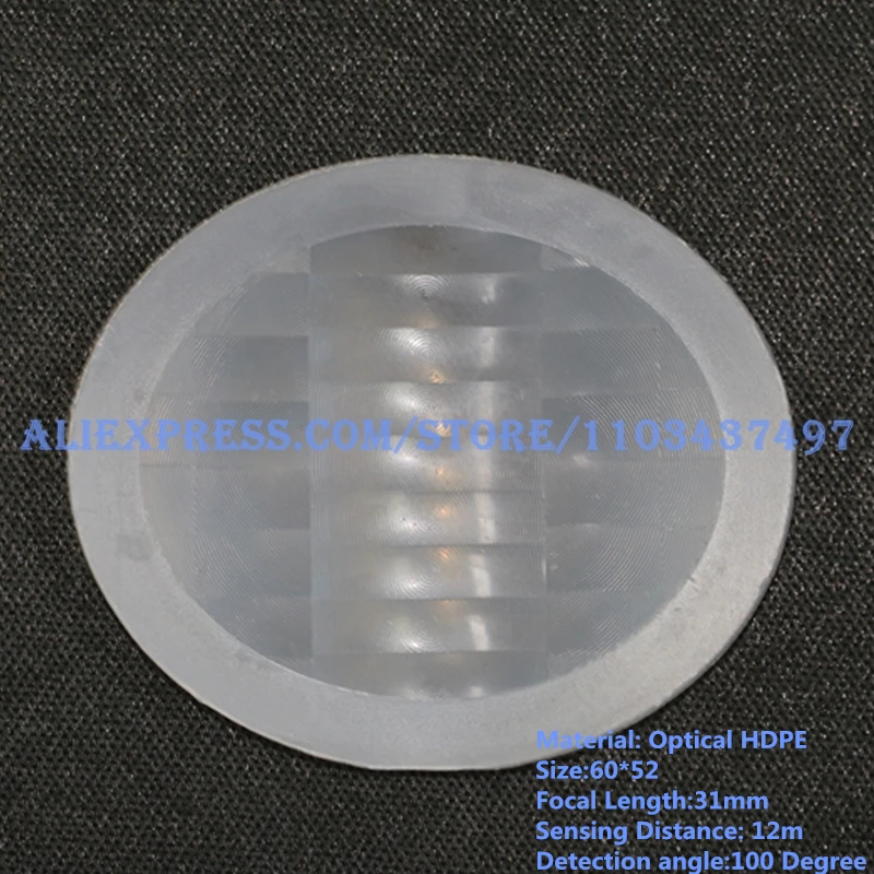 

60X52mm Fresnel HDPE Human Body Infrared Sensor Lens PIR Lens 12m Sensing Distance Focal Length 31mm