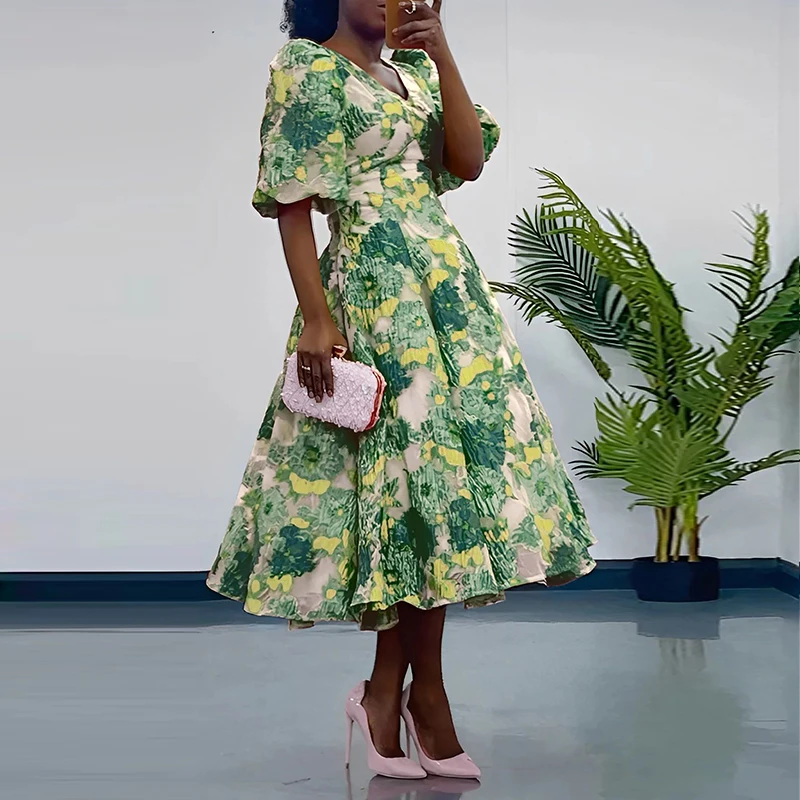 Elegant Slim Long Dress Summer Bohemian Floral Print Puff Sleeve Beach Dress Ladies V-neck High Waist Swing Party Dress Vestidos
Elegant Slim Long Dress Summer Bohemian Floral Print Puff Sleeve Beach Dress Ladies V-neck High Waist Swing Party Dress Vestidos
