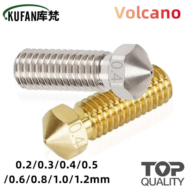 

2pc/lot Top Quality Brass Volcano Nozzle High-temperature Copper Nozzle for E3D V6 Volcano Hotend 0.2/0.3/0.4/0.5/0.6/0.8/1.0mm