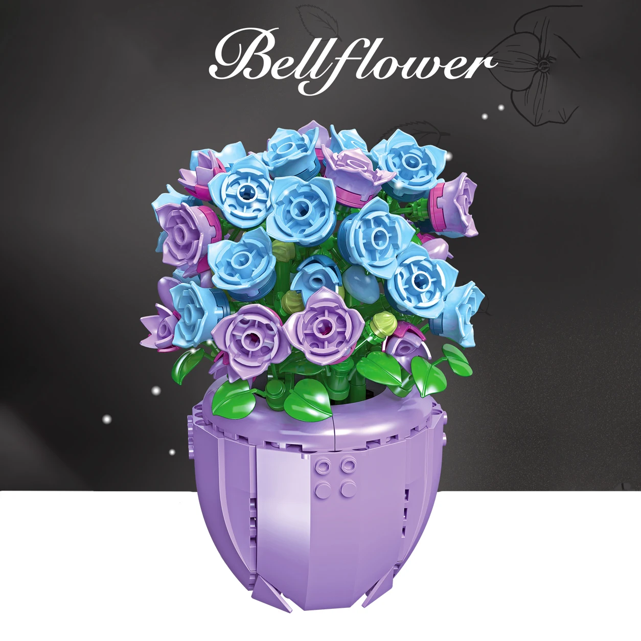 

Романтические строительные блоки Bellflower, игрушки, строительные блоки MOC, растения, настольное украшение, цветок Bluebell, сборка, подарок на день Святого Валентина