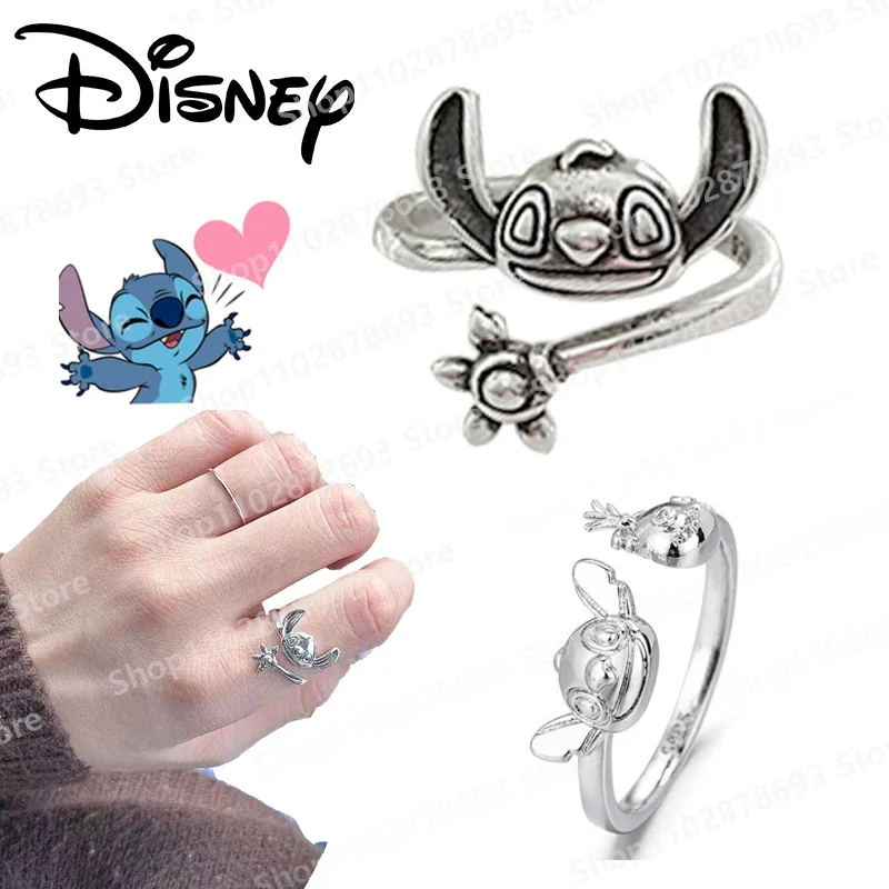 

Disney Cartoon Stitch Ring Opening Adjustable Silver Ring Girls Fashion Boutique Decorative Jewelry Girls Anniversary Gift