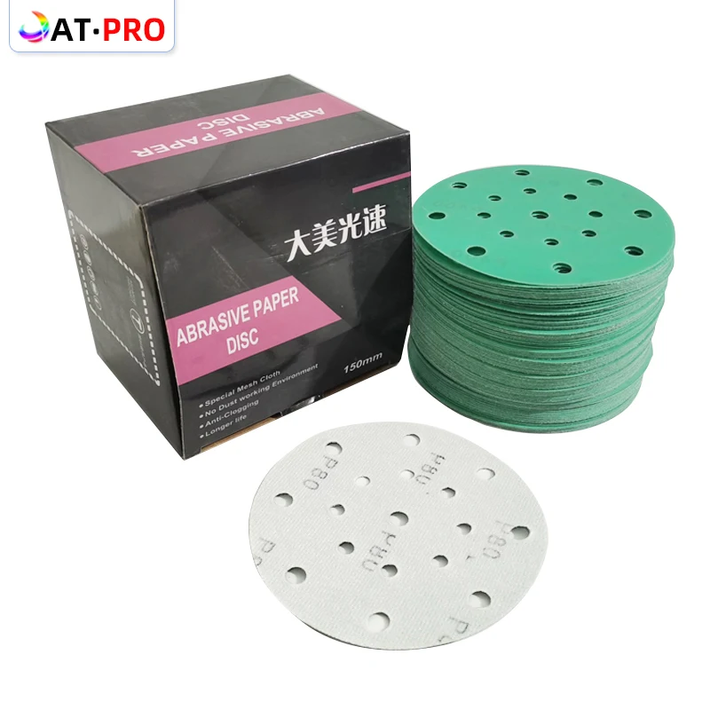 Green Ceramic Sandpaper 6 "17 Holes 150mm Round Flocking Self-Adhesive Air Grinder Sanding Putty Dry Sanding Paper
Green Ceramic Sandpaper 6 "17 Holes 150mm Round Flocking Self-Adhesive Air Grinder Sanding Putty Dry Sanding Paper