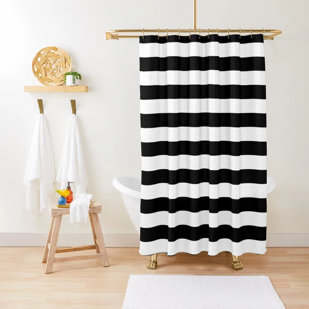 

Horizontal Black and White Stripes Shower Curtain Curtain Bathroom Shower Curtain Bathroom