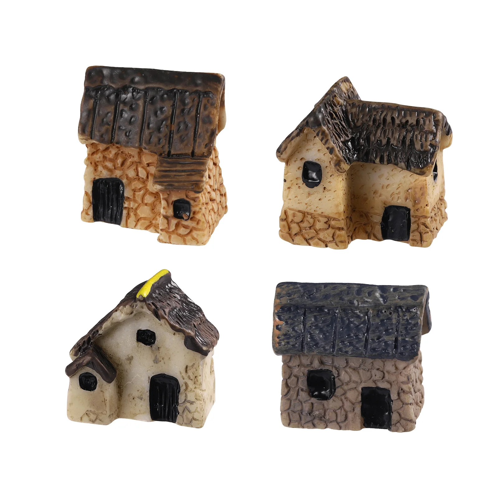 

Garneck 4PCS Miniature Gardening Landscape Micro Village Stone Houses Thatched Huts DIY Bonsai Home Furnishings for Fairy