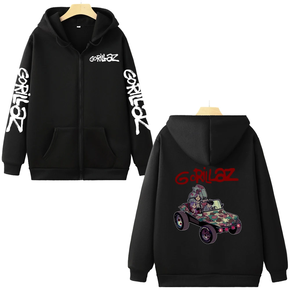 Casual Zipper Sweatshirt Gorillaz Zip-up Hoodies Music Band Comic Graphic Print Unisex Hoody Hip Hop Retro Autumn Man/Woman Coat
Casual Zipper Sweatshirt Gorillaz Zip-up Hoodies Music Band Comic Graphic Print Unisex Hoody Hip Hop Retro Autumn Man/Woman Coat