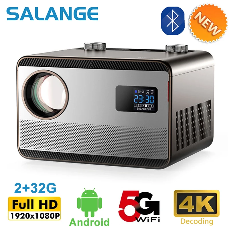

Salange S3 Projector 5G WiFi LED 4K Full HD Video Movie Smart Android 9.0 600 ANSI Lumens Home Theater Cinema Beamer Projectors