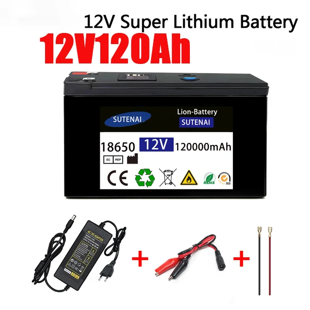 12V Battery 120Ah 18650 lithium battery pack Rechargeable battery for solar energy electric vehicle battery+12.6v3A charger
12V Battery 120Ah 18650 lithium battery pack Rechargeable battery for solar energy electric vehicle battery+12.6v3A charger