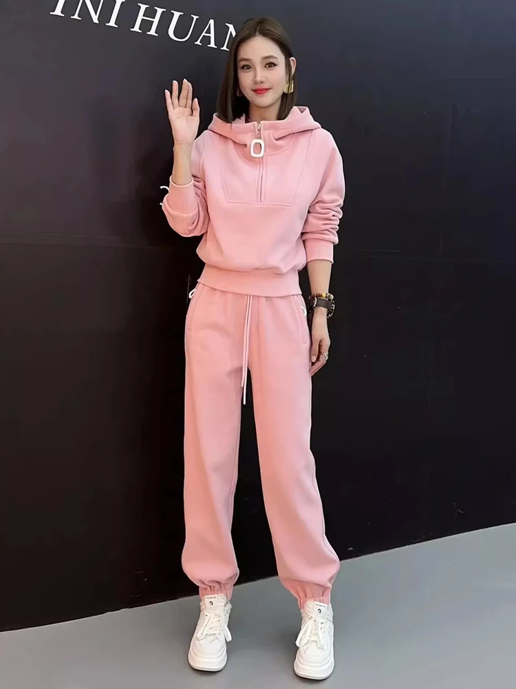 Pink Sports Fashion Plus Velvet Hoodies 2 Piece Sets Women Outfit 2023 Autumn Winter New Hooded Top Casual Pants Sets Tracksuits
Pink Sports Fashion Plus Velvet Hoodies 2 Piece Sets Women Outfit 2023 Autumn Winter New Hooded Top Casual Pants Sets Tracksuits