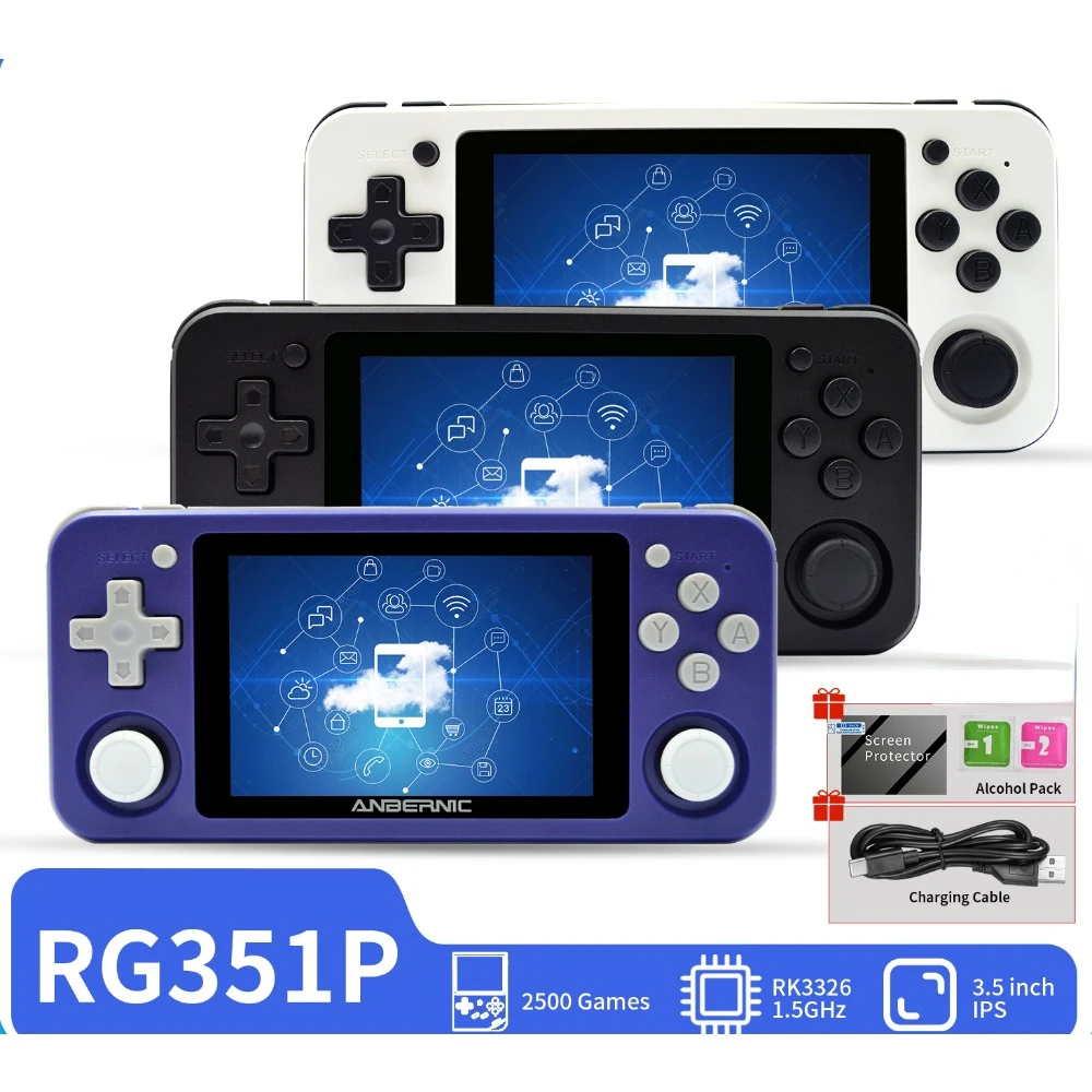 

RG351M RG351P Retro Video Game Console Aluminum Alloy Shell 2500 Game Portable Console RG351 Handheld Game Player