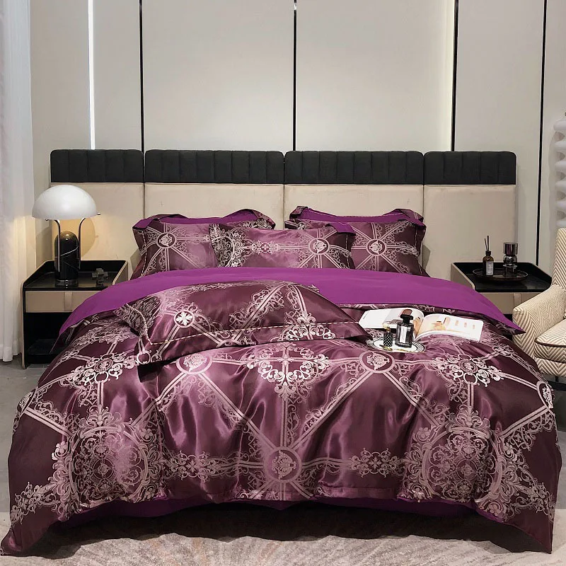 Luxury Bedding Set High Quality Satin Jacquard Queen 200X230cm Duvet Cover Set Brushed Quilt Cover Bed Sheet Set Pillowcases
Luxury Bedding Set High Quality Satin Jacquard Queen 200X230cm Duvet Cover Set Brushed Quilt Cover Bed Sheet Set Pillowcases