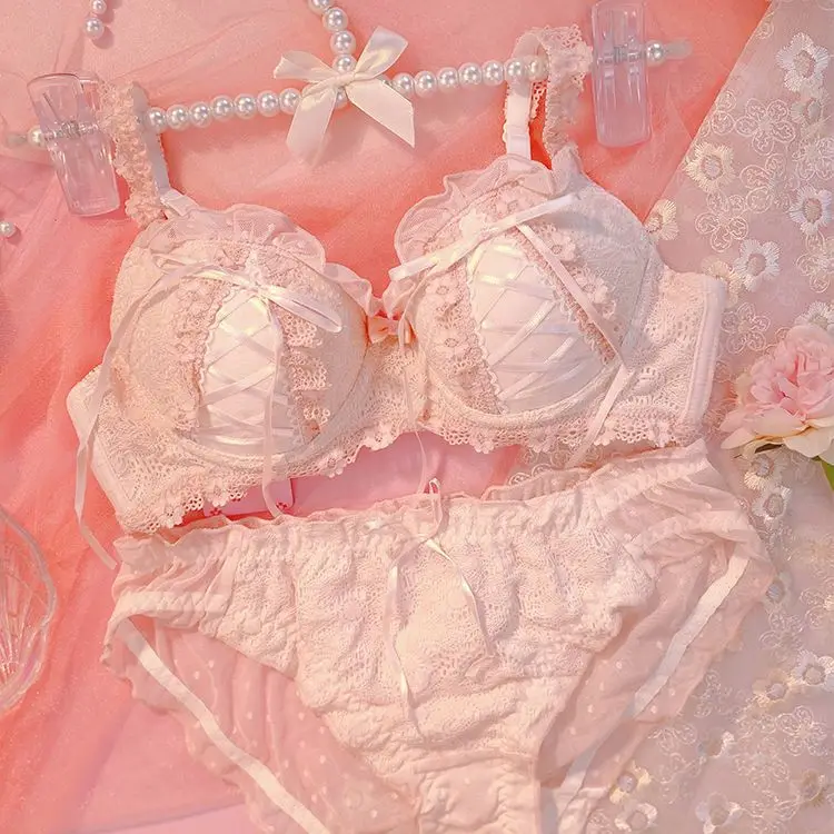 Underwear Female Japanese Soft Girl Lace Sweet Girl Bra Small Chest Gathering No Steel Ring Bra Set
Underwear Female Japanese Soft Girl Lace Sweet Girl Bra Small Chest Gathering No Steel Ring Bra Set