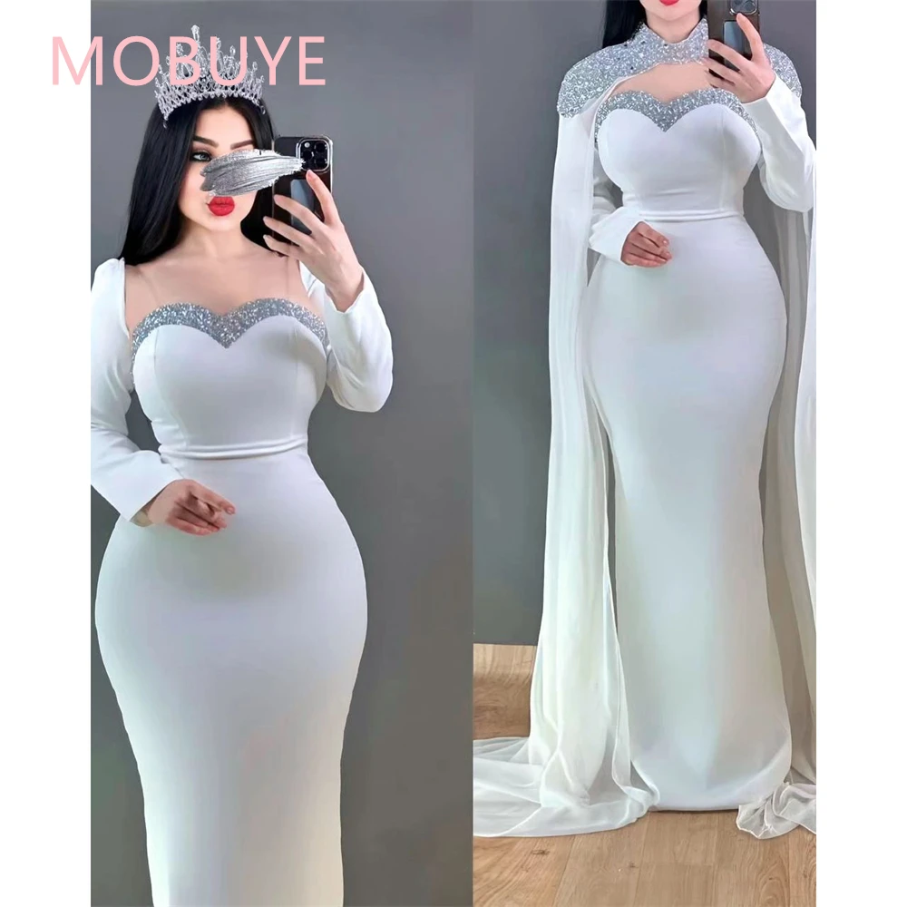 MOBUYE 2024 Arab Dubai Halter Neckline Prom Dress Shawl Sleeves With Floor Length Evening Fashion Elegant Party Dress For Women 
MOBUYE 2024 Arab Dubai Halter Neckline Prom Dress Shawl Sleeves With Floor Length Evening Fashion Elegant Party Dress For Women