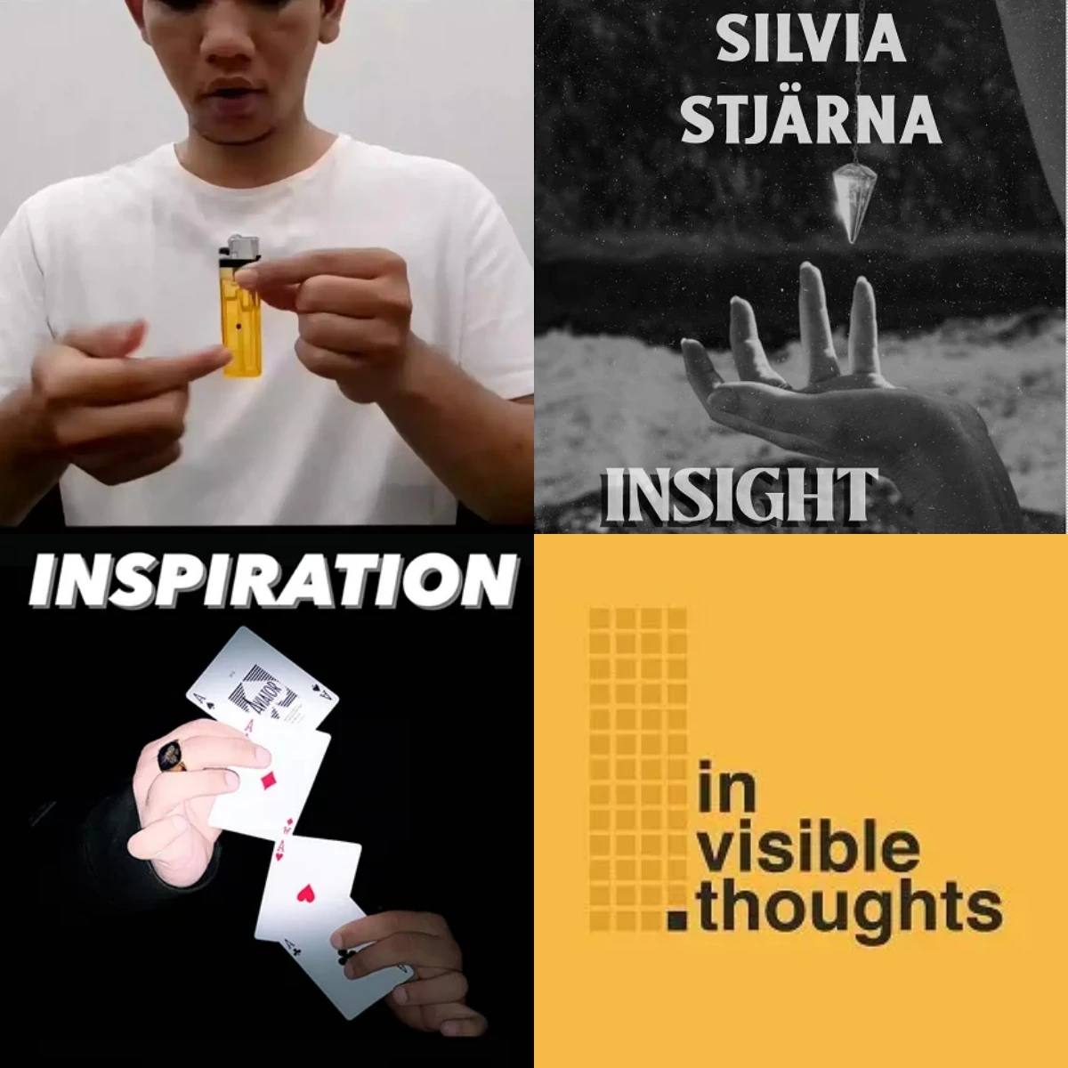 Ink Cricket by Rowman Rowmiruz,Insight by Silvia Stjarna,Inspiration by Matin B,Invisible Thoughts by Chris Rawlins - Magic
Ink Cricket by Rowman Rowmiruz,Insight by Silvia Stjarna,Inspiration by Matin B,Invisible Thoughts by Chris Rawlins - Magic