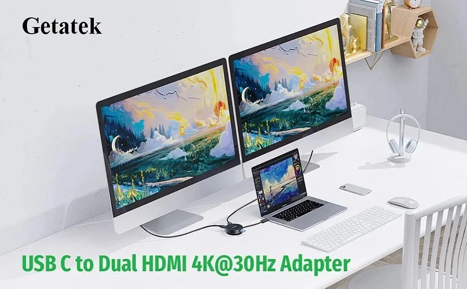 Generic Getatek USB C Multort Docking Station with 2 4K HDMI 100W PD