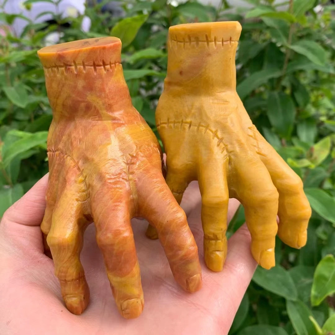 110mm Natural Wood Grain Stone Crystal Carved Palm Figurine Ornament Healing Chakras Decorations Design Witchcrafts Supplies
110mm Natural Wood Grain Stone Crystal Carved Palm Figurine Ornament Healing Chakras Decorations Design Witchcrafts Supplies