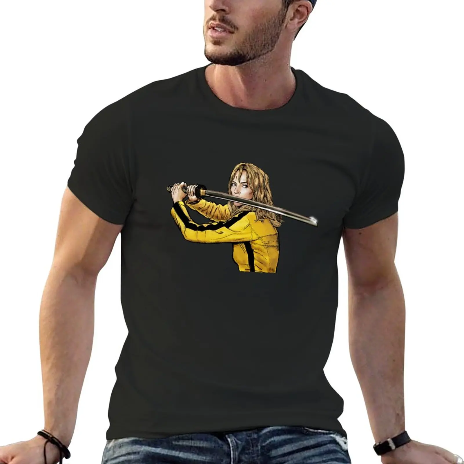 

New Tarantino - Uma Thurman as Kill Bill 'Kiddo' Beatrix The Bride T-Shirt anime clothes mens clothing