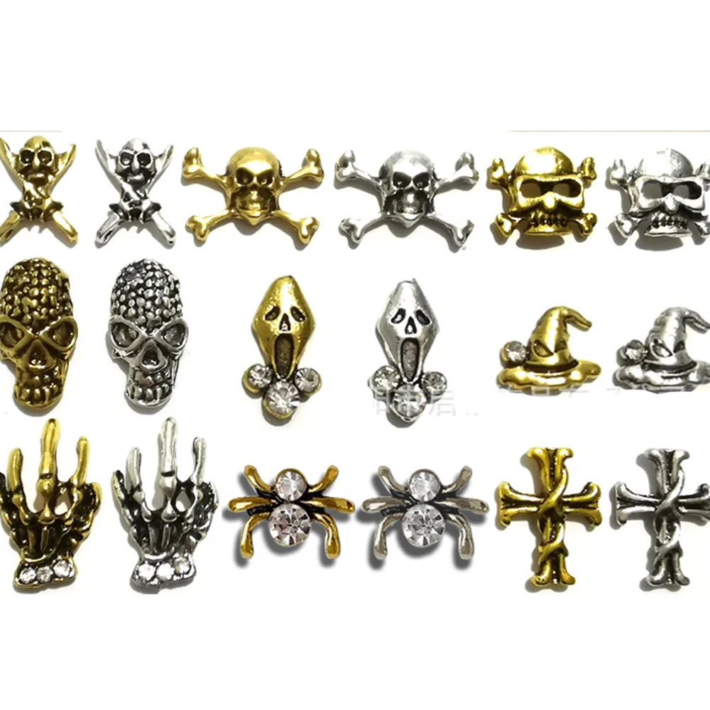 20pcs Halloween Nail Art Charm 3D Alloy Punk Skull Head Claw Spider Cross Nail Decoration DIY Gothic Dark Nail Accessories
20pcs Halloween Nail Art Charm 3D Alloy Punk Skull Head Claw Spider Cross Nail Decoration DIY Gothic Dark Nail Accessories