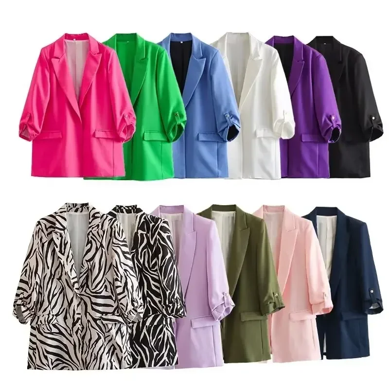 Women 2023 spring New Fashion Roll sleeve leisure Blazer Coat Vintage Pockets Female Outerwear Chic
Women 2023 spring New Fashion Roll sleeve leisure Blazer Coat Vintage Pockets Female Outerwear Chic