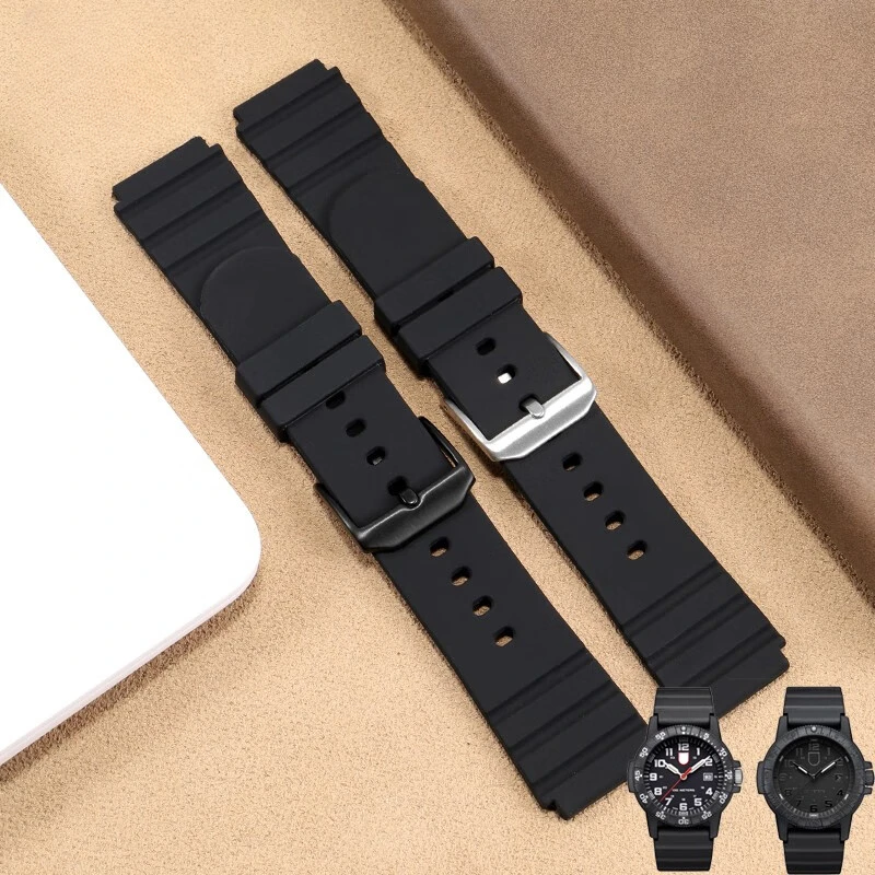 

For Luminox Watchband Silicone Replace Outdoor Anti-Allergy Men's 21mm 3901 3001 3000 Rubber Black Waterproof Soft Watch Strap