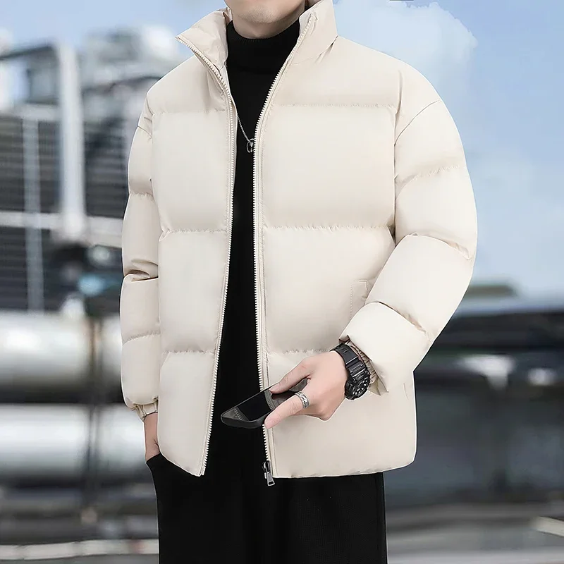 

New Winter Jacket Men Parkas Thicken Warm Coat Mens Stand Collar Solid Color Casual Parka Women Fashion Streetwear Harajuku 5XL