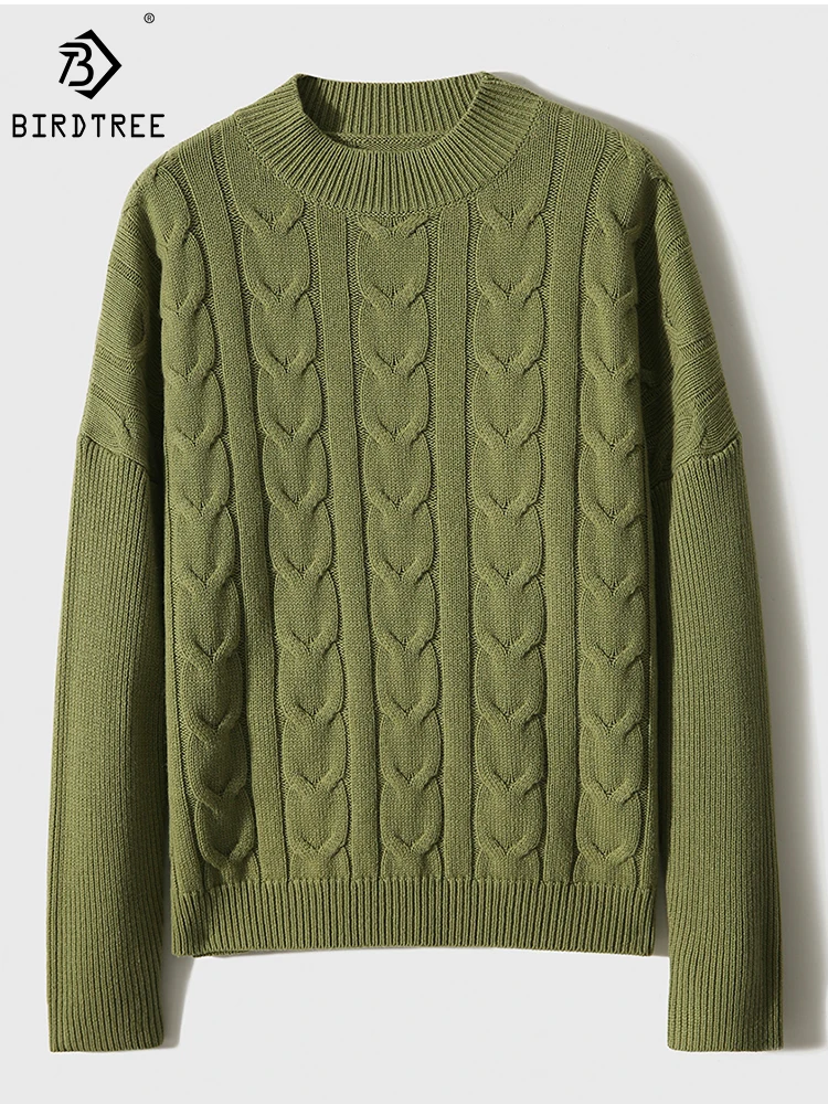Birdtree 90% Sheep Wool 10% Cashmere Pullover Round Neck Vintage Cable Solid Languid Comfortable Commute Sweater Fall T3N245QD
Birdtree 90% Sheep Wool 10% Cashmere Pullover Round Neck Vintage Cable Solid Languid Comfortable Commute Sweater Fall T3N245QD