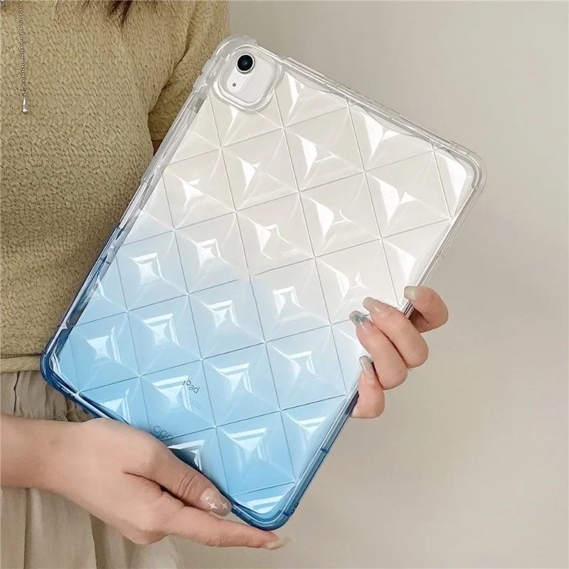 

Gradient Color Clear Case For iPad 10.9 10th Gen Air 4 5 Pro 11 inch 2022 2021 Mini 6 Cover Rhombus Silicone Thick Shockproof