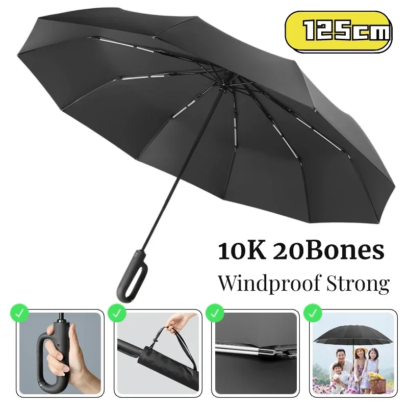 Fully automatic folding umbrella with double ribs, windproof and powerful 125CM for men and women, rain or shine, large capacity
Fully automatic folding umbrella with double ribs, windproof and powerful 125CM for men and women, rain or shine, large capacity