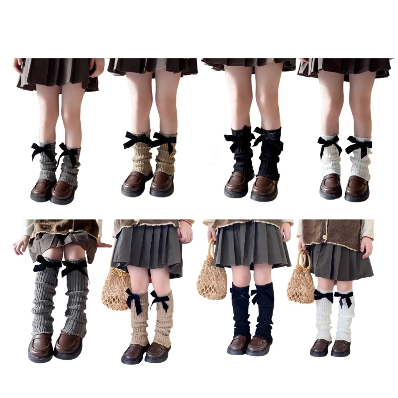 

Knit Leg Warmers for Winter Spring Lolitas Girls Bowknot Slouchy Socks Long Warm Leg Covers Breathable Leggings