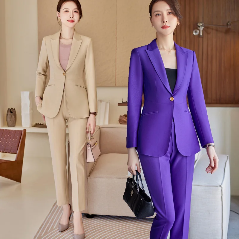 

Purple Suit Women's Autumn Hotel Manager Jewelry Store Sales Department Front Desk Reception Business Temperament Work Clothes
