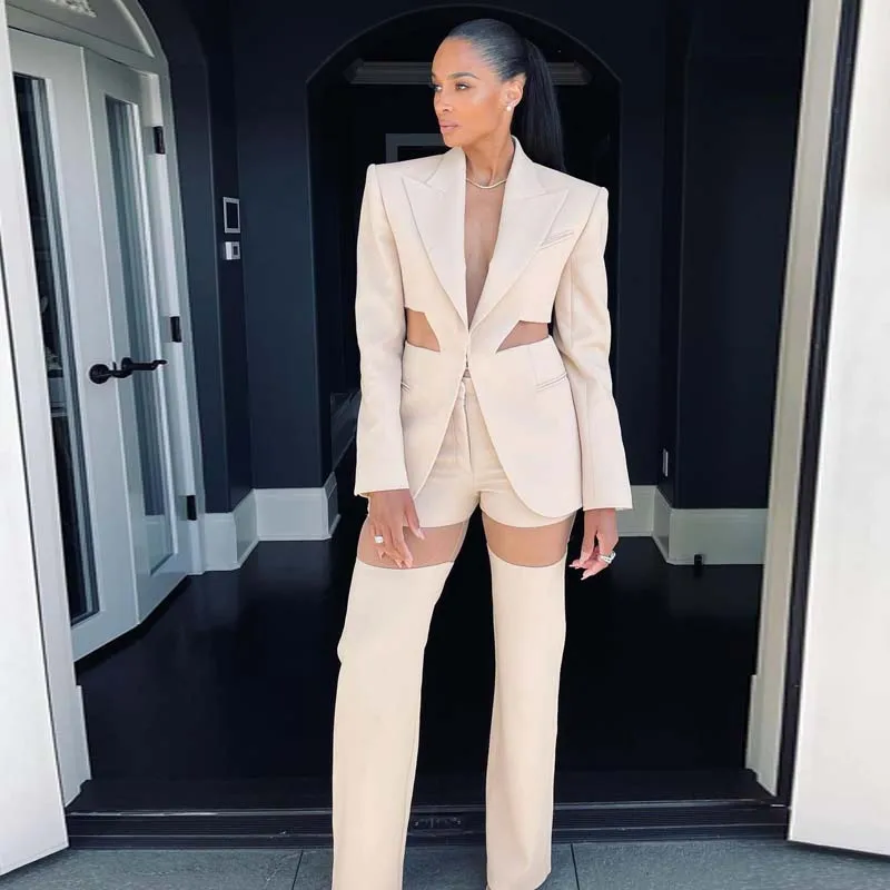 2022 European And American New Star Personality Waist Hollow Out Suit Coat, Mesh Splicing Pants, Women's Suit, Two-piece Set
2022 European And American New Star Personality Waist Hollow Out Suit Coat, Mesh Splicing Pants, Women's Suit, Two-piece Set