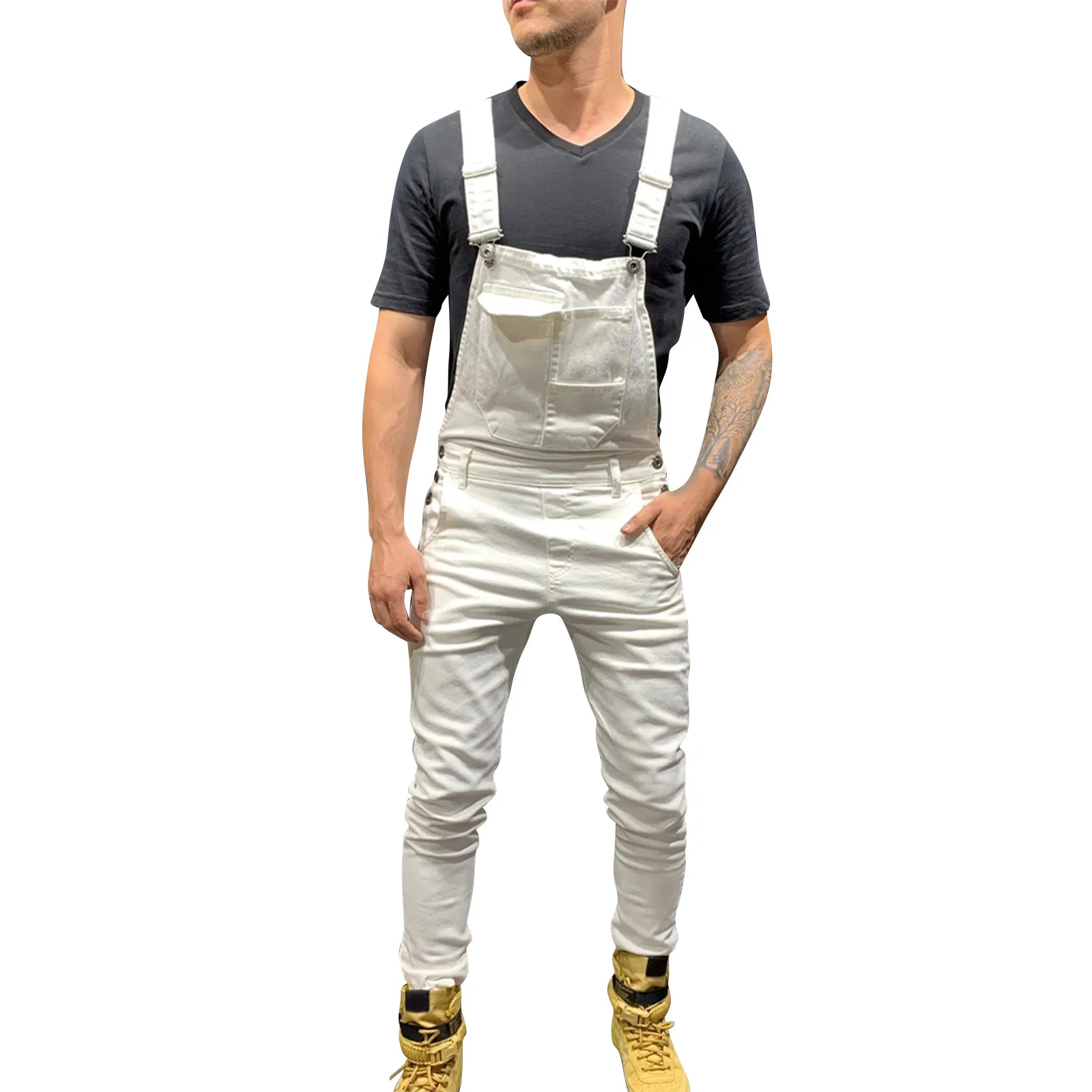 Stylish Men Streetwear Jeans Overalls Solid Color Slim Fit Bib Jumpsuits Jeans Male Casual All-Match Strap Denim Pants
Stylish Men Streetwear Jeans Overalls Solid Color Slim Fit Bib Jumpsuits Jeans Male Casual All-Match Strap Denim Pants