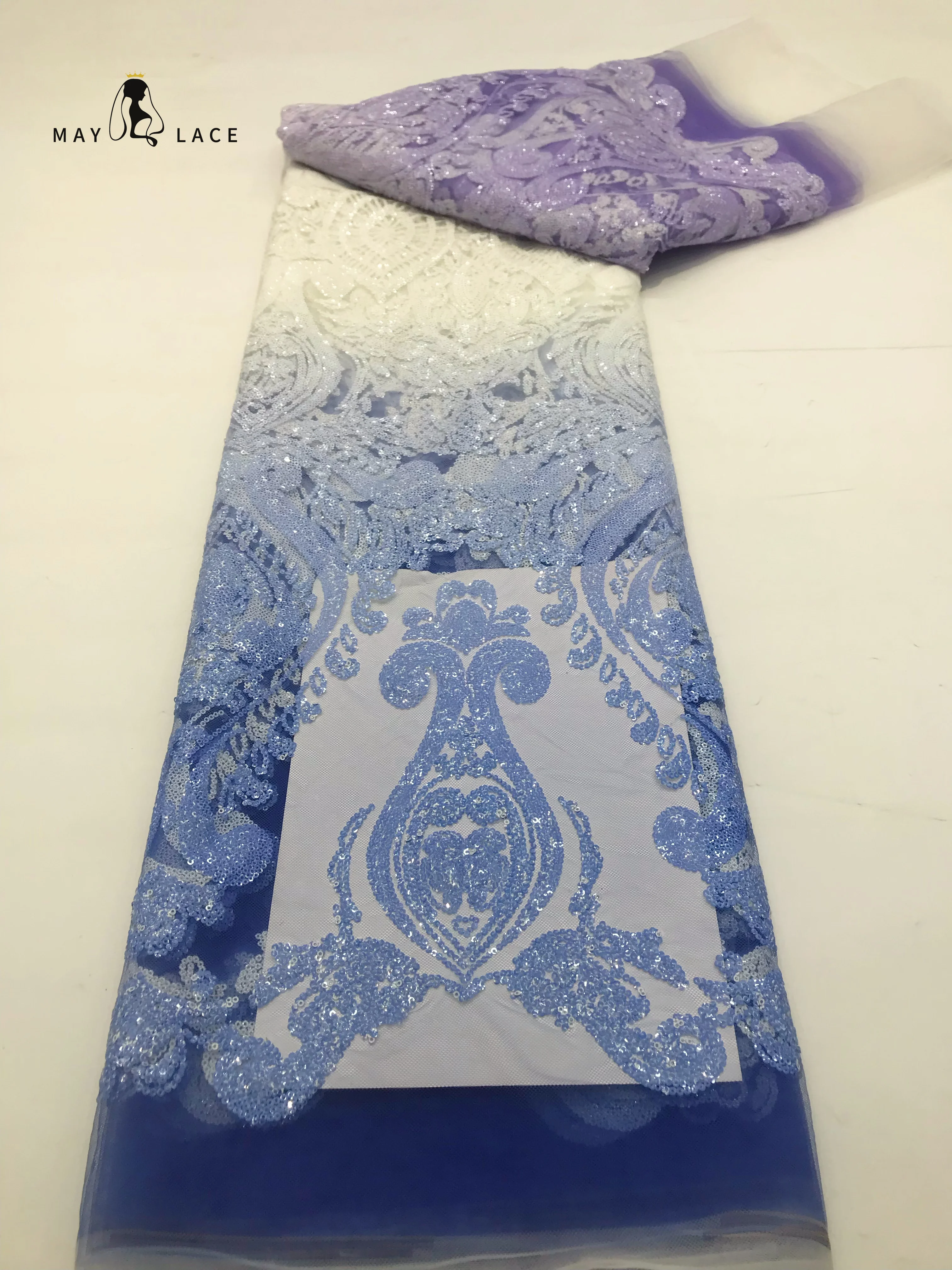 

5 ярдов, африканская кружевная ткань с блестками, 2024, Высококачественная кружевная вышивка, французская сетчатая кружевная ткань для женских свадебных платьев