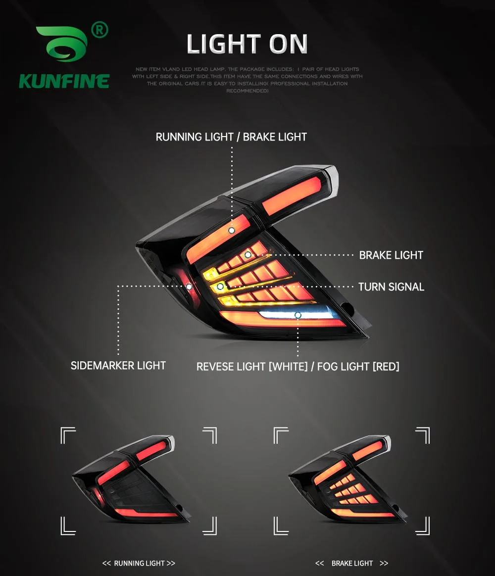 Pair Of Car Tail Light Assembly For Honda Civic 2018-2022 Hatchback LED Brake Signal light Car led Tail light Tuning Parts
Pair Of Car Tail Light Assembly For Honda Civic 2018-2022 Hatchback LED Brake Signal light Car led Tail light Tuning Parts