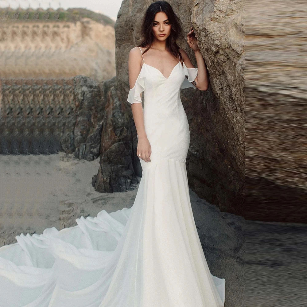 White Satin Luxury Wedding Dresses Simple V-Neck Spaghetti Straps Bridal Gowns Sexy Backless Mermaid Vestidos De Novia W10364
White Satin Luxury Wedding Dresses Simple V-Neck Spaghetti Straps Bridal Gowns Sexy Backless Mermaid Vestidos De Novia W10364