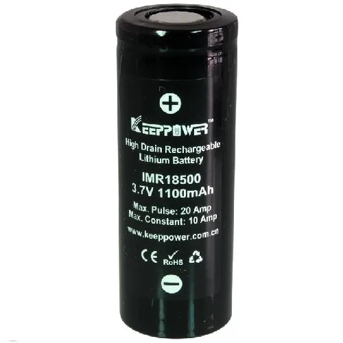 Аккумулятор высокомощный Li-Ion незащищенный 18500 KeepPower IMR18500 1100мАч 3 7В 20A |
