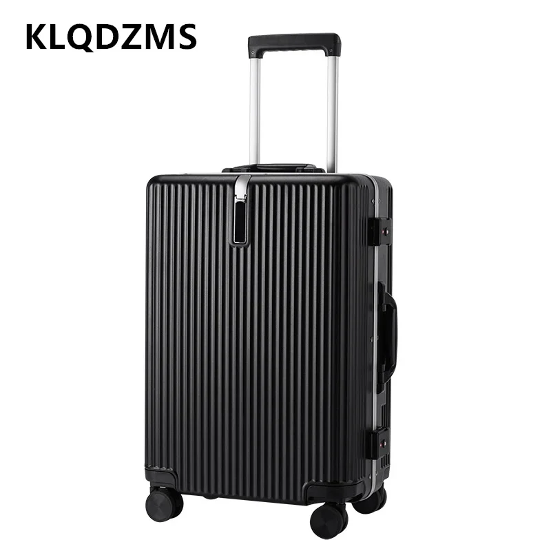 

KLQDZMS High Quality Suitcase ABS+PC 20 Inch Boarding Box 18"22"24"26 Aluminum Frame Trolley Case with Wheels Rolling Luggage