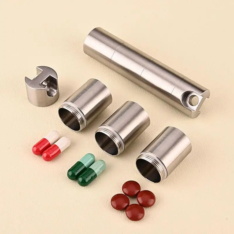Portable Mini Stainless Steel Sealed Capsule Waterproof Pill Box Camping Firstaid Pendant Travel Outdoor Portable Pill Case
Portable Mini Stainless Steel Sealed Capsule Waterproof Pill Box Camping Firstaid Pendant Travel Outdoor Portable Pill Case